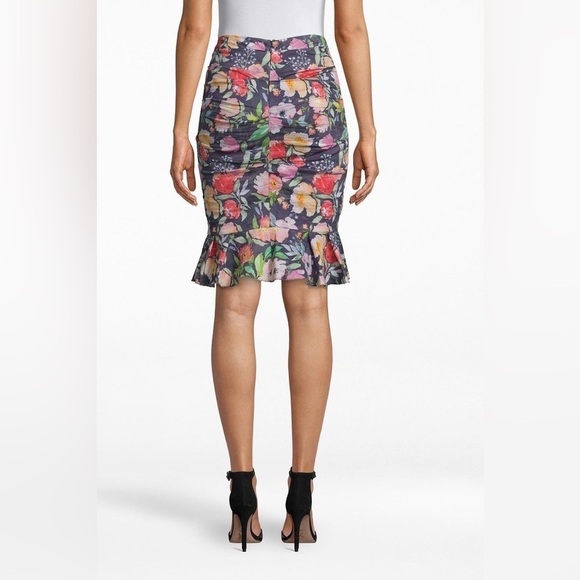 Nicole  Miller Watercolor Ruffle Ruched Floral Skirt - Picture 2 of 8